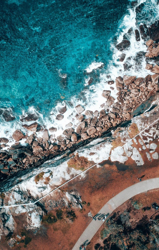 Aerial view of Rocky Shoreline coastal wall art print