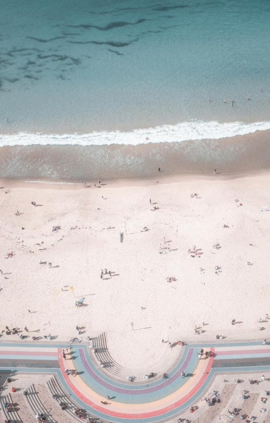 Aerial view of Pastel Coogee Reflections coastal wall art print
