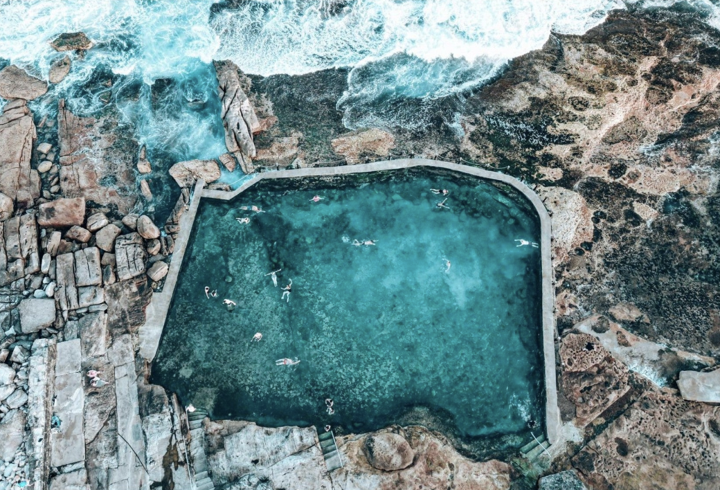 Abstract coastal artwork Mahon Pool Tides wall art print