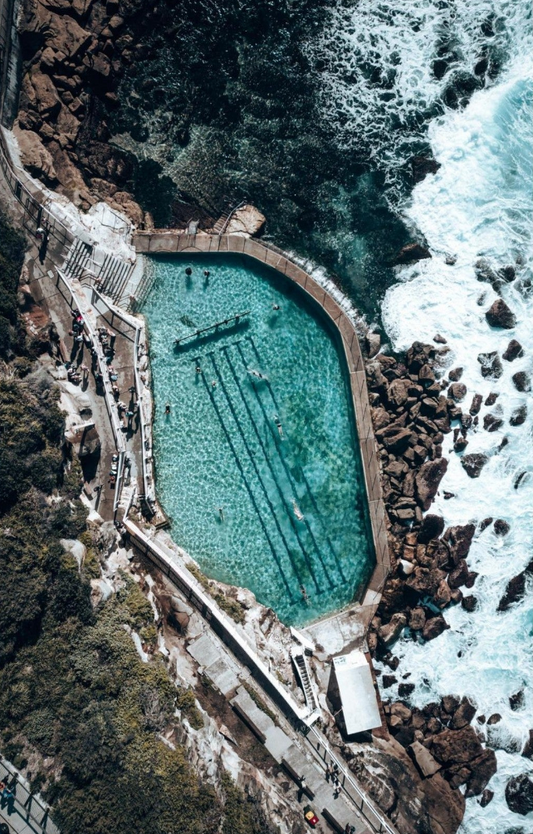 Aerial view of Bronte Baths Calm coastal wall art print